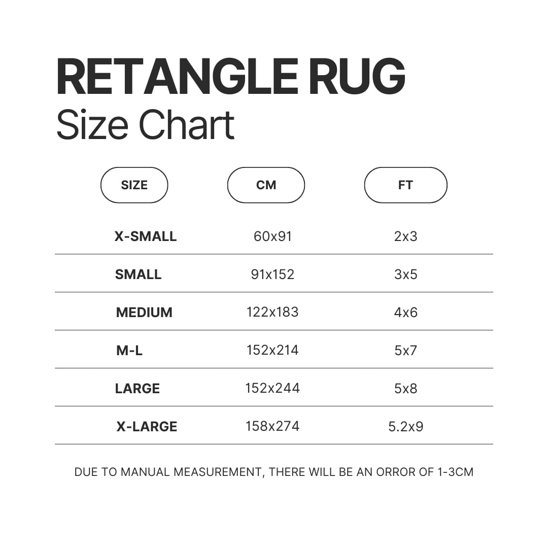 Retangle Rug Size Chart - Iron Maiden Shop
