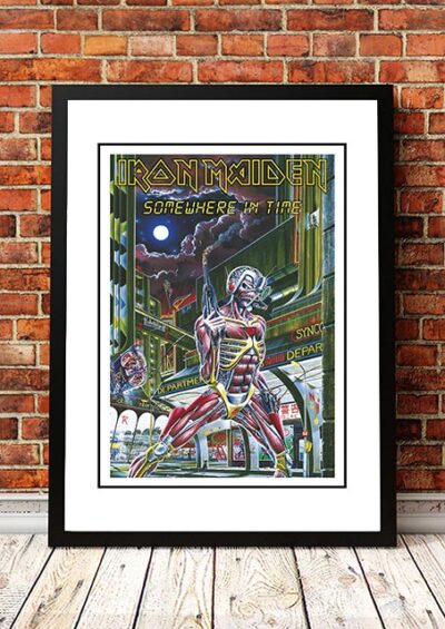 Iron Maiden Somewhere in Time Poster 1986 Framed Web - Iron Maiden Shop